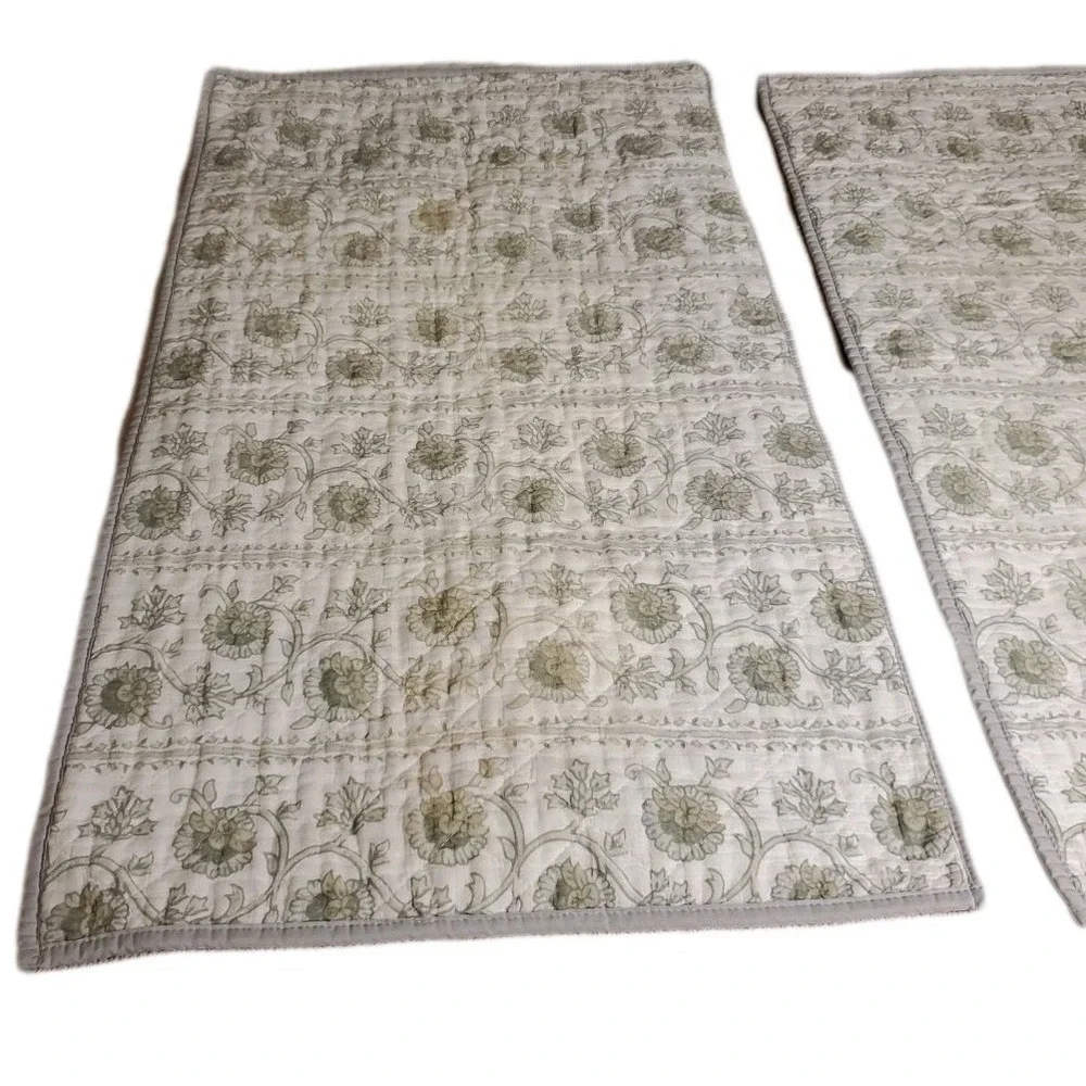 Details By Becki Owens Quilted King 2 Shams Cotton Flannel White & Sage Floral